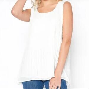Pleione Sleeveless Pleated Flare Hem Blouse Top